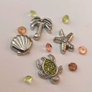 Beach themed floating locket charms